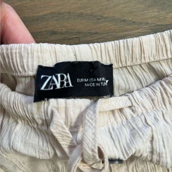 Zara Drawstring Waist Shorts Tan size M - Picture 7 of 7